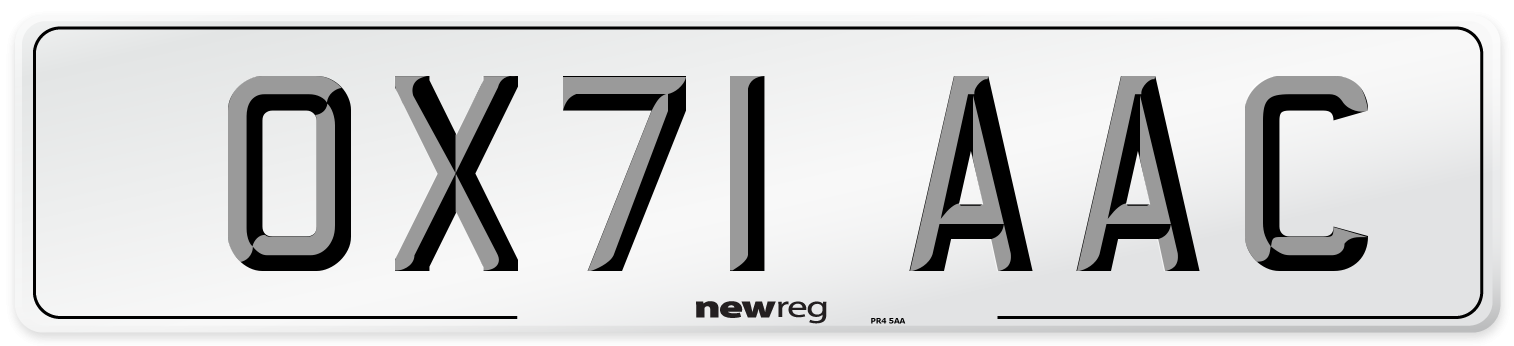 OX71 AAC Number Plate from New Reg